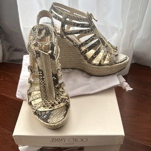 Jimmy choo espadrille natural 38 women palermo zipper shoes sandals
